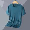 Camiseta de Manga Corta de Seda de Hielo para Hombre Verano Delgada Casual Deportes Fitness Entrenamiento Versátil Sudadera Holgada Ropa de Secado Rápido