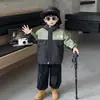 Jaqueta Três em Um Acolchoada para Meninos Roupa Externa para Outono e Inverno Novo Estilo Estilo Coreano Menino Legal e Bonito Roupas Engrossadas