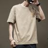 Camiseta de manga curta estampada simples e moderna estilo americano, nicho de verão, camisa casual de algodão pesado para homens