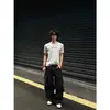 Camiseta de Verano Fresca de Fábrica con Puños Cónicos, Hombros Rectos y un Look Fuerte, Camiseta Básica Versátil Simple de Estilo Americano para Hombre