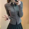 Estilo Universitario Uniforme JK Camisa de Manga Larga para Mujer Ajustada Chica Caliente Pura Deseo Camisa de Cintura Aspecto Adelgazante Top de Manga Larga Conjunto Completo de Otoño