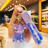 Llavero de oso luminoso de acrílico de gelatina de moda roja, lindo colgante para mochila de pareja, regalo pequeño para máquina de garra, venta al por mayor