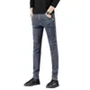 Jeans grosso forrado com fleece popular masculino outono e inverno estilo coreano slim stretch estudante do ensino médio skinny legal moderno calças de rapaz