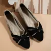 2026 Comercio Exterior Zapatos Planos de Punta Grande Moda Tejido Fly-Knit Slip-On Moño Transpirables Multicolores Zapatos para Mujer Venta al por Mayor