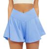 Culottes de Tenis Transfronterizos 2024 Cintura en V Aspecto Adelgazante Cintura Alta Transpirables Secado Rápido Pantalones Cortos Deportivos para Mujer Running Fitness Sueltos