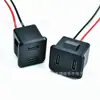 Enchufe hembra cuadrado negro a presión de doble USB-C con cable, instalación empotrada, enchufe de carga dual USB-C para luminarias de exterior