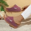Zapatillas Casuales de Plataforma Talla Grande Transfronterizas Zapatos de Mujer 2025 Nuevas Tira Ancha Sencillas Moda Boca de Pez Cuña