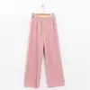 Pantalones casuales de color sólido de cintura media con textura waffle y efecto air puff para mujer, nuevos de primavera, estilo coreano, holgados con cordón ajustable y pernera ancha, a la moda