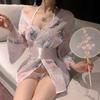 Pijama sexy plus size terno de quimono japonês Peito pequeno Lingerie Tentação Flertando Cama Quente Paixão Uniforme