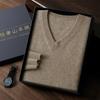 Suéter de cachemira de invierno para hombre, jersey de cuello en V, jersey de cachemira de punto de color liso, jersey informal de moda para hombre.
