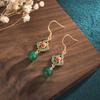 Diseño de Palacio Estilo Chino Artesanía de Esmalte Frío Pendientes Cheongsam Hanfu Calcedonia Roja del Sur de Imitación Pendientes Retro Xiangyun para Mujer