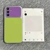 Funda bicolor morado-verde adecuada para Samsung S26, S24 Ultra con ventana de visualización grande, S25 Ultra en piel de cordero
