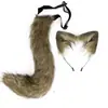 Conjunto de Orelhas e Cauda de Animal de Pelúcia para Cosplay Transfronteiriço, Orelhas de Raposa Estilo Anime, Orelhas de Lobo, Tiara, Acessórios de Cauda, Sino na Cabeça, Coleira
