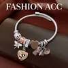 Pulseira de Vidro com Design Único, Coração Cravejado de Diamantes e Libélula com Gotejamento de Óleo, Versátil, Exquisita e Fashion para Mulheres