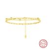 Pulsera Geométrica de Doble Capa Nueva Huasheng Cuidadosamente Seleccionada, Cadena Versátil de Plata 925, Elegante Pulsera de Doble Capa