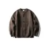 Cardigan Tricotado Original Rumenchao com Botões Simples e Gola Redonda para Homem Estilo Preguiçoso Outono e Inverno Jaqueta Suéter Grossa Espessa