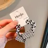 Goma para el pelo a cuadros blancos y negros para coleta alta, Banda elástica de alta gama para el pelo para mujer, Accesorio para el pelo duradero