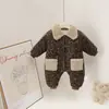 Ropa para Bebé, Estilo Otoño e Invierno, Mameluco Estampado de Leopardo, Forrado de Felpa, Ropa Caliente de Invierno, Traje Elegante para Gateo al Aire Libre de Bebé, Estilo Nuevo
