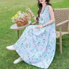 Vestido de algodão e seda sem mangas de alta qualidade, estilo jovem, para mulheres, vestido de verão para férias na praia, plus size, para mulheres de meia-idade, vestido Sanya, vestido de praia