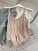 Disponível em Várias Cores~ Camisola Fina Respirável de Linho-Algodão com Alça Fina! Blusa Regata Slimming de Cor Sólida Versátil com Caimento Solto para Mulheres