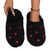 Pantuflas Peludas Cerradas con Suela Suave en Forma de Corazón para Mujer, Para Uso en Exteriores en Otoño e Invierno, Antideslizantes de Felpa para el Hogar con Suela Gruesa