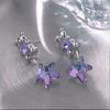 Pendientes de oso con estrella de cinco puntas de cristal fantasma, pendientes coreanos de alta gama con degradado de amor, pendientes de alfiler de plata 925 para mujer