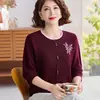 [100% Lyocell] Suéter de punto de otoño para madres, conjunto base elegante y versátil para mujeres de mediana edad y mayores