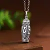 Colgante Caja Gawu Rey Ciervo Dorado Plata Pura Vintage Mantra de Seis Sílabas, Se Puede Abrir para Revelar Escrituras, Colgante de Plata Pura para Hombres y Mujeres