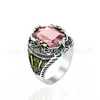 Anillo Transfronterizo de Amazon para Hombre Sol, Luna y Estrellas con Cristal Colorido Grabado Vintage, Joyería de Lujo Ligero de Alta Gama al por Mayor