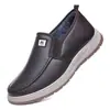 Zapatos de Tela de Algodón Cálidos de Felpa para Hombre Invierno Tela Vieja de Pekín Zapatos de un Paso Fáciles de Poner para Hombre Zapatos de Papá de Mediana Edad Suela Suave Superficie de Cuero Zapatos de Algodón