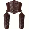 Cinturón marrón aristocrático medieval Cinturón elástico de protección de cintura vikinga Cintura de cuero Disfraz COSPLAY utilería de escenario