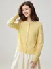 Design de Outono e Inverno Nicho Simples Gola Redonda Suéter de Caxemira Manga Longa Feminino Cardigan Simples Moda Botão Malha Roupa Exterior