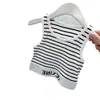 Chaleco de Verano para Niñas Moda Infantil de Moda Marca Ins Rayado de Cintura Alta con Letras Top Corto