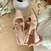 Deslumbrantes Sapatos Mary Jane Quadrados Inspirados em Chanel com Corte Baixo, Saltos Grossos, Laço e Saia Combinando, Sandálias de Uma Tira, Modernos