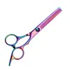 Amazon Best-Seller Transfronterizo Profesional Set de Tijeras para Peluquería, Dientes Planos de Acero Inoxidable 4Cr Colorido, Peluquería Casera para Adultos