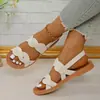 Sandalias de Playa Casuales Cómodas Antideslizantes de Suela Plana y Punta Redonda con Velcro para Mujer Moda Tallas Grandes Sandalias para Mujer