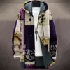 Cardigan com Zíper e Capuz Masculino Solto em Algodão com Impressão Digital Colorida 3D, Novo Item Transfronteiriço da Temu, Jaqueta DIY com Fotos