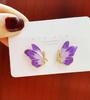 S925 Agulha de Prata Retro Estilo Corte Brincos Francês Retro Elegante Inteligente Pintura a Óleo Roxo Borboleta Super Brincos de Fada para Mulheres