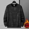 Moletom Masculino de Manga Longa com Forro de Lã, Novo Estilo Primavera/Outono, Corte Solto, Tamanho Grande, Roupas Masculinas Modernas e Tendência, Camiseta de Base