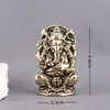 Estátua Tailandesa de Ganesha toda em latão, artesanato em latão estilo Sudeste Asiático, pequena peça decorativa, item colecionável para segurar na mão