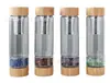 Copo de Cascalho de Cristal Natural com Tampa de Bambu Fundo Plano Malha de Filtro Tampa de Bambu Copo de Cascalho de Cristal Copo de Cristal DIY