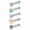 Atacado de mini piercings de nariz em forma de L transfronteiriços, estoque na Amazon aço inoxidável barra reta e curva acessórios de argolas para nariz em forma de coração
