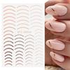 Adesivos de unhas Cross-Border, novos adesivos dourados e prateados, estilo francês, imitação de metal, acessórios para unhas, adesivos de linha.