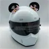 Decoración para Casco con Orejas de Oso Ovaladas en Bloques de Color, Lindos Accesorios para Motocicleta, Corbata de Moño