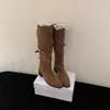 Botas largas estilo francés de nicho con tacón grueso, nueva colección 2026, con hebilla de cinturón, caña alta, diseño ajustado, botas de mujer otoño/invierno, elegantes botas de montar