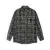 Camisa de Calle Mayor Retro Nicho Estilo Americano Teñido Anudado a Cuadros Destrucción con Volantes Camisa Chaqueta Holgada de Otoño de Manga Larga para Hombre Moderna