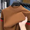Suéter grueso para hombre de mediana edad, anti-pilling, transfronterizo, otoño e invierno, cuello medio alto, top tipo camisa base de punto para papá
