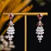 Brincos de Joias Europeus e Americanos Luxuosos Brincos Altos Zircônia Quadrada Brincos Longos com Franjas Acessórios para Vestido de Banquete Atacado