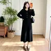 Moda Gestante 2026 outono novo suéter de tricô estiloso para gravidez, vestido base espesso da moda, vestido de maternidade