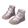 Moda para Niñas Estilo Coreano Sencillo Velcro Caña Baja Botas de Nieve Infantiles 2026 Otoño/Invierno Nueva Llegada Felpa Adicional Cálidas Botas de Algodón
